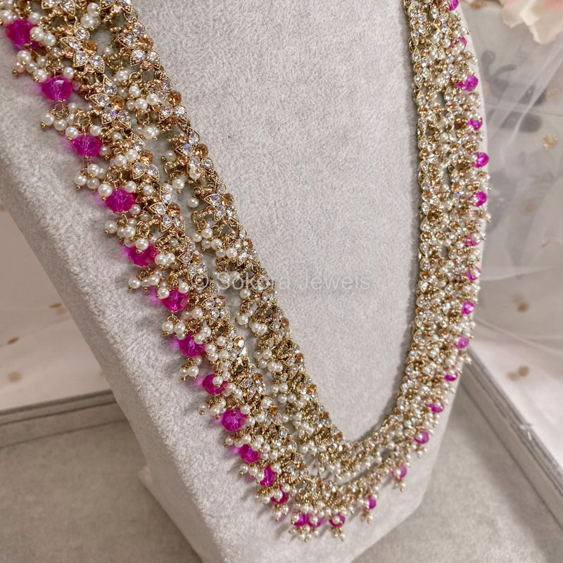 Shanaya Long Necklace - Pink - SOKORA JEWELSShanaya Long Necklace - Pink