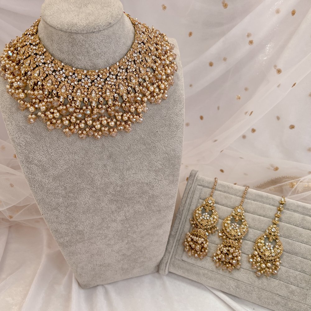 Gold Plated Navratna Choker Set | Wear with Lehenga | Gold Plated Silver