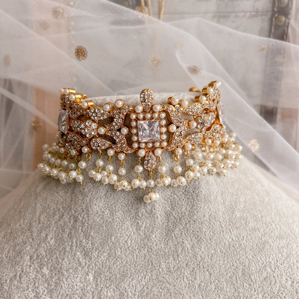 Aheli Wedding Wear Kundan Beaded Choker Necklace Set India | Ubuy