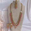 Shila Long Necklace set - Coral Pink - SOKORA JEWELSShila Long Necklace set - Coral Pink