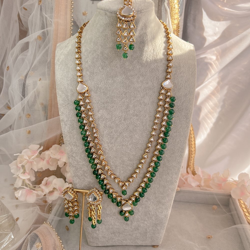 Shila Long Necklace set - Green - SOKORA JEWELSShila Long Necklace set - Green