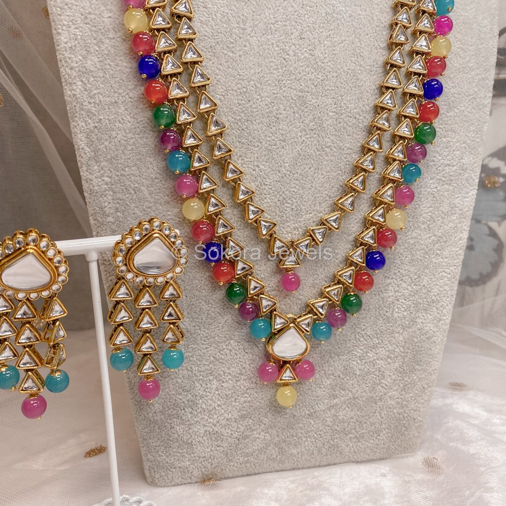 Shila Long Necklace set - Multicolour - SOKORA JEWELSShila Long Necklace set - Multicolour