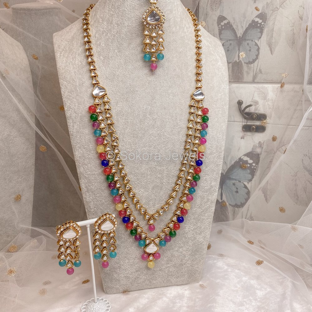 Shila Long Necklace set - Multicolour - SOKORA JEWELSShila Long Necklace set - Multicolour