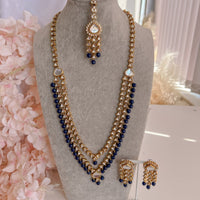 Shila Long Necklace set - Navy - SOKORA JEWELSShila Long Necklace set - Navy