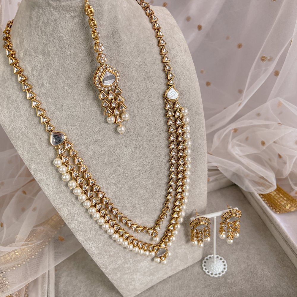 Shila Long Necklace set - Pearl - SOKORA JEWELSShila Long Necklace set - Pearl