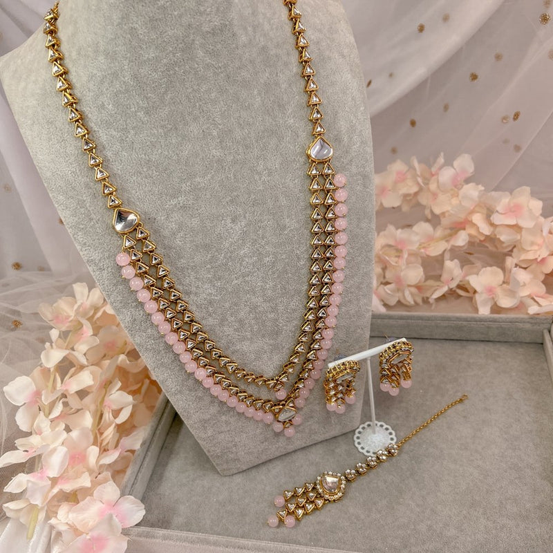 Shila Long Necklace set - Pink - SOKORA JEWELSShila Long Necklace set - Pink