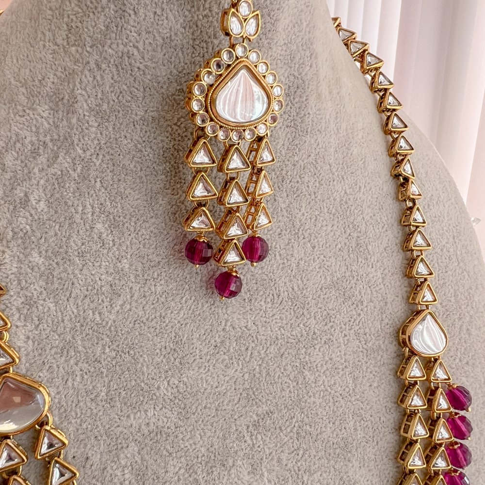 Shila Long Necklace set - Purple - SOKORA JEWELSShila Long Necklace set - Purple