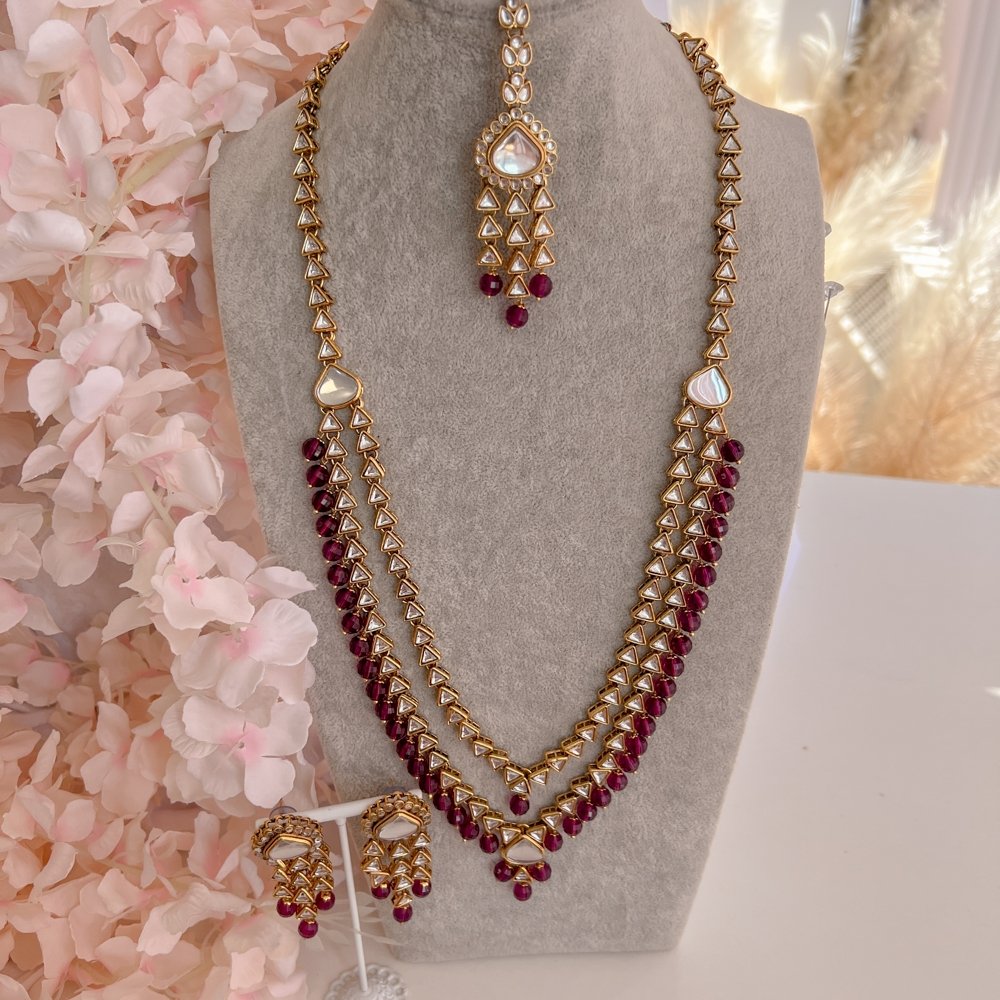 Shila Long Necklace set - Purple - SOKORA JEWELSShila Long Necklace set - Purple