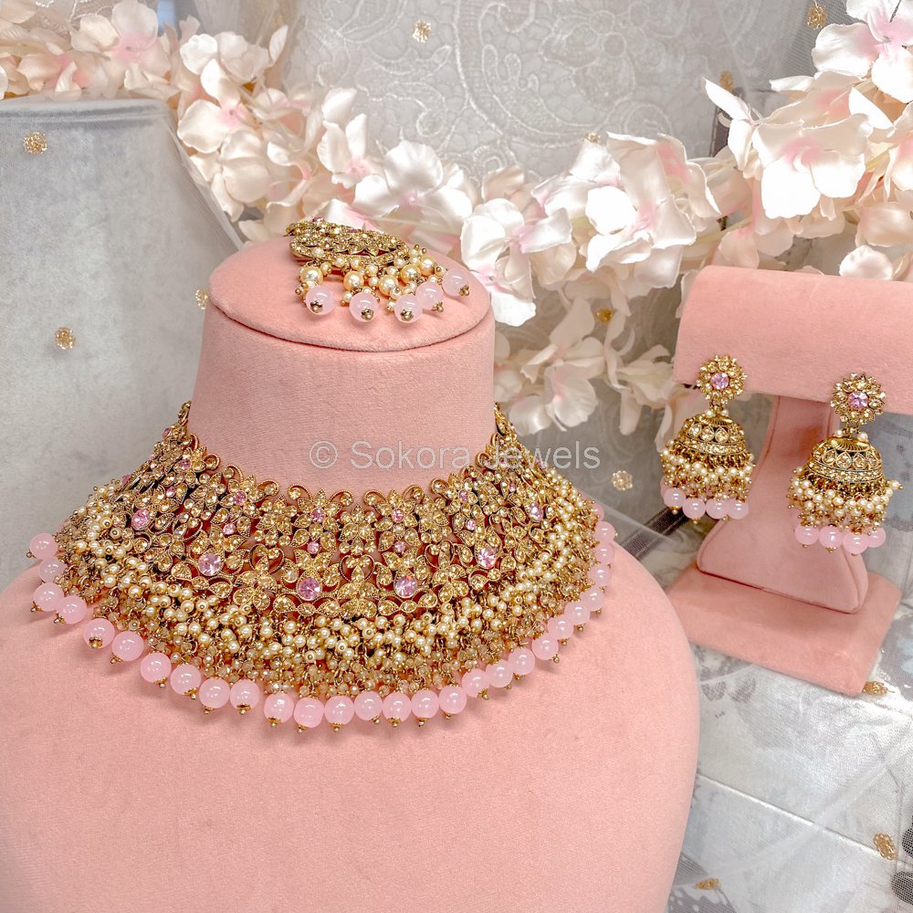 Shumi Necklace set - Pink - SOKORA JEWELSShumi Necklace set - Pink