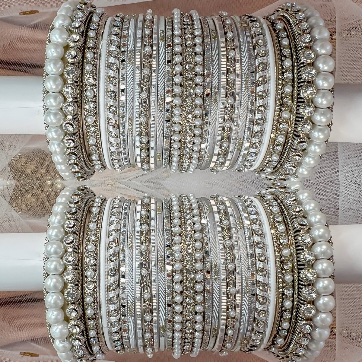 Pearl bangles store in silver