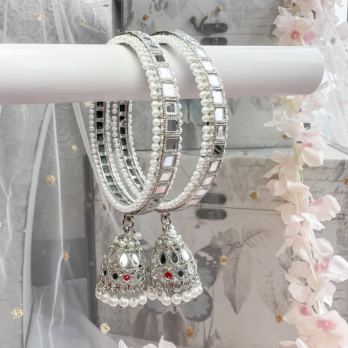 Silver bangles sale with latkan