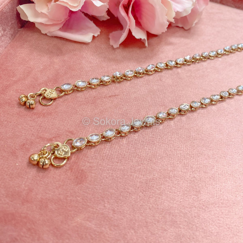 Simple Crystal Anklets - Clear - SOKORA JEWELSSimple Crystal Anklets - Clear