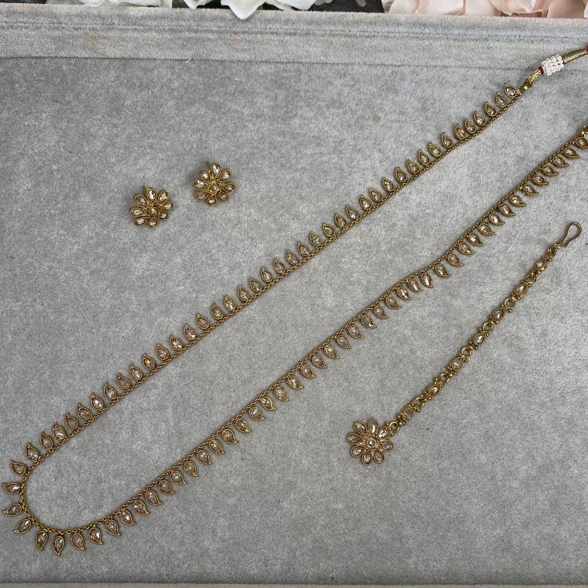 Simple Long Necklace set - Golden - SOKORA JEWELSSimple Long Necklace set - Golden