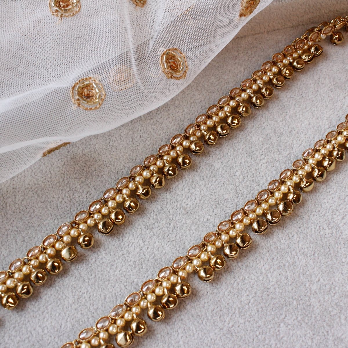 Slim Antique Gold Anklets with Bells - SOKORA JEWELSSlim Antique Gold Anklets with Bells