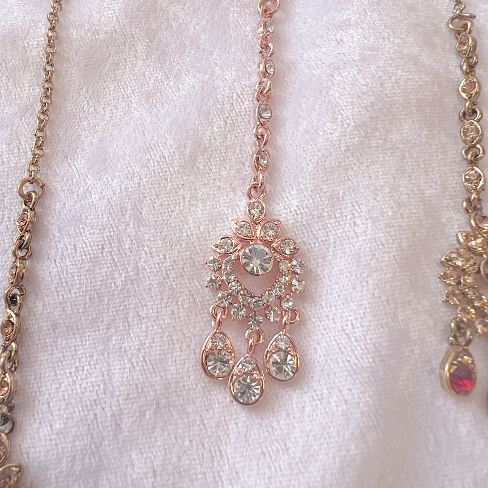 Small and Slim Crystal Tikka - Rose Gold - SOKORA JEWELSSmall and Slim Crystal Tikka - Rose Gold