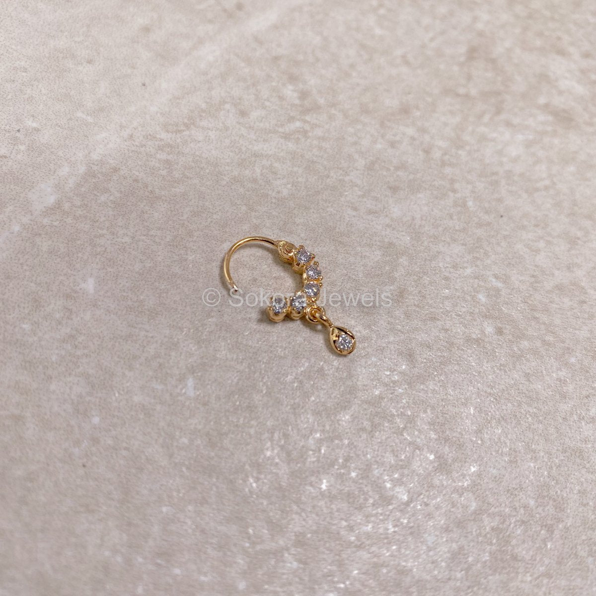 Infinity Diamond Nose Hoop with Drop Dangle 18g - Abhika Jewels