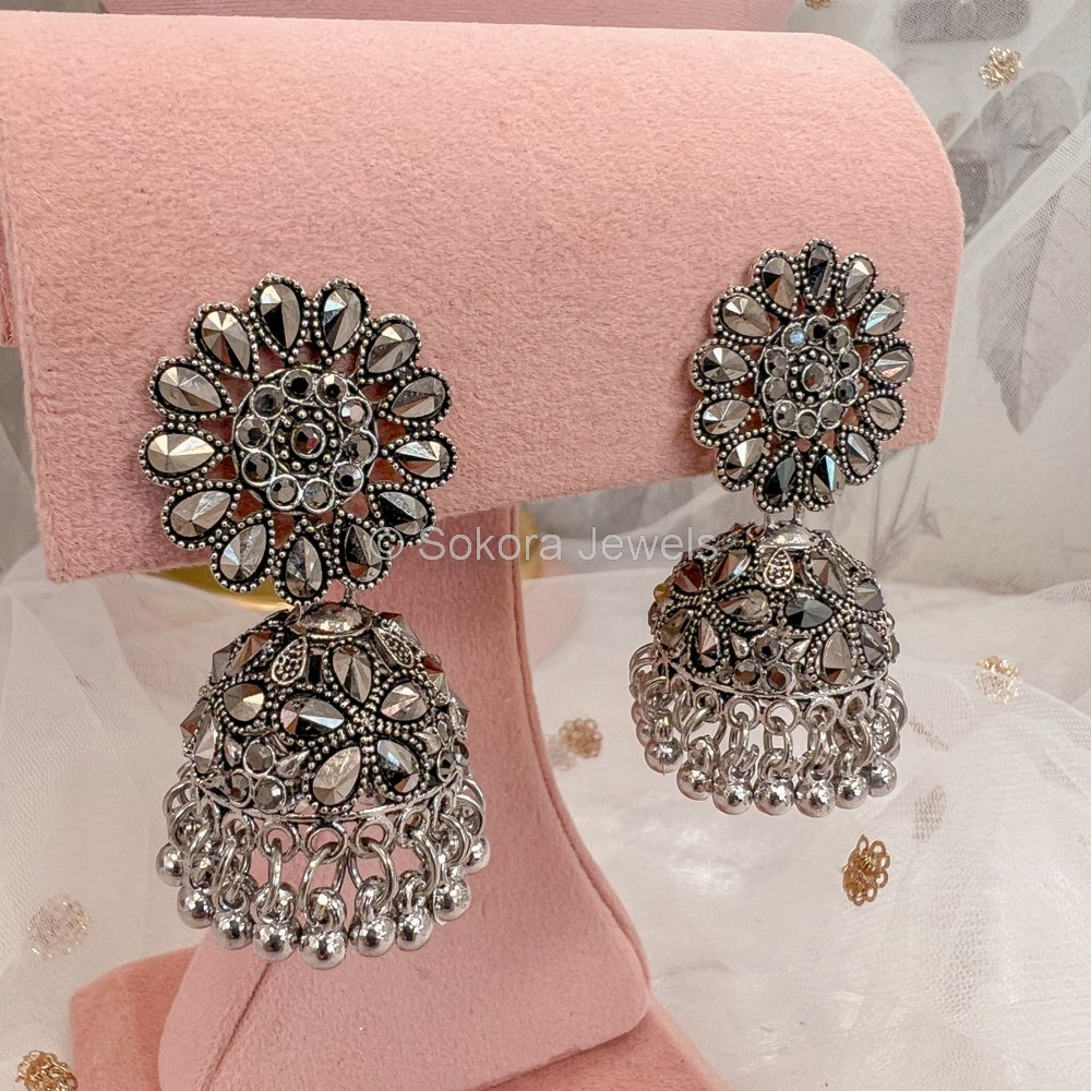 Black Polish Light Weight Designer Stud with Jhumka Partywear Earring for  Women and Girls. | K M HandiCrafts India