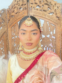 Tahera Bridal Double necklace set - Dark Red - SOKORA JEWELSTahera Bridal Double necklace set - Dark Red