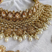 Tahia Bridal Double necklace set - Champagne - SOKORA JEWELSTahia Bridal Double necklace set - Champagne
