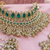 Tahia Bridal Double necklace set - Green - SOKORA JEWELSTahia Bridal Double necklace set - Green