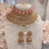Tahia Bridal Double necklace set - Pink - SOKORA JEWELSTahia Bridal Double necklace set - Pink