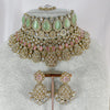 Tahia Bridal Double necklace set - Pink/Mint - SOKORA JEWELSTahia Bridal Double necklace set - Pink/Mint