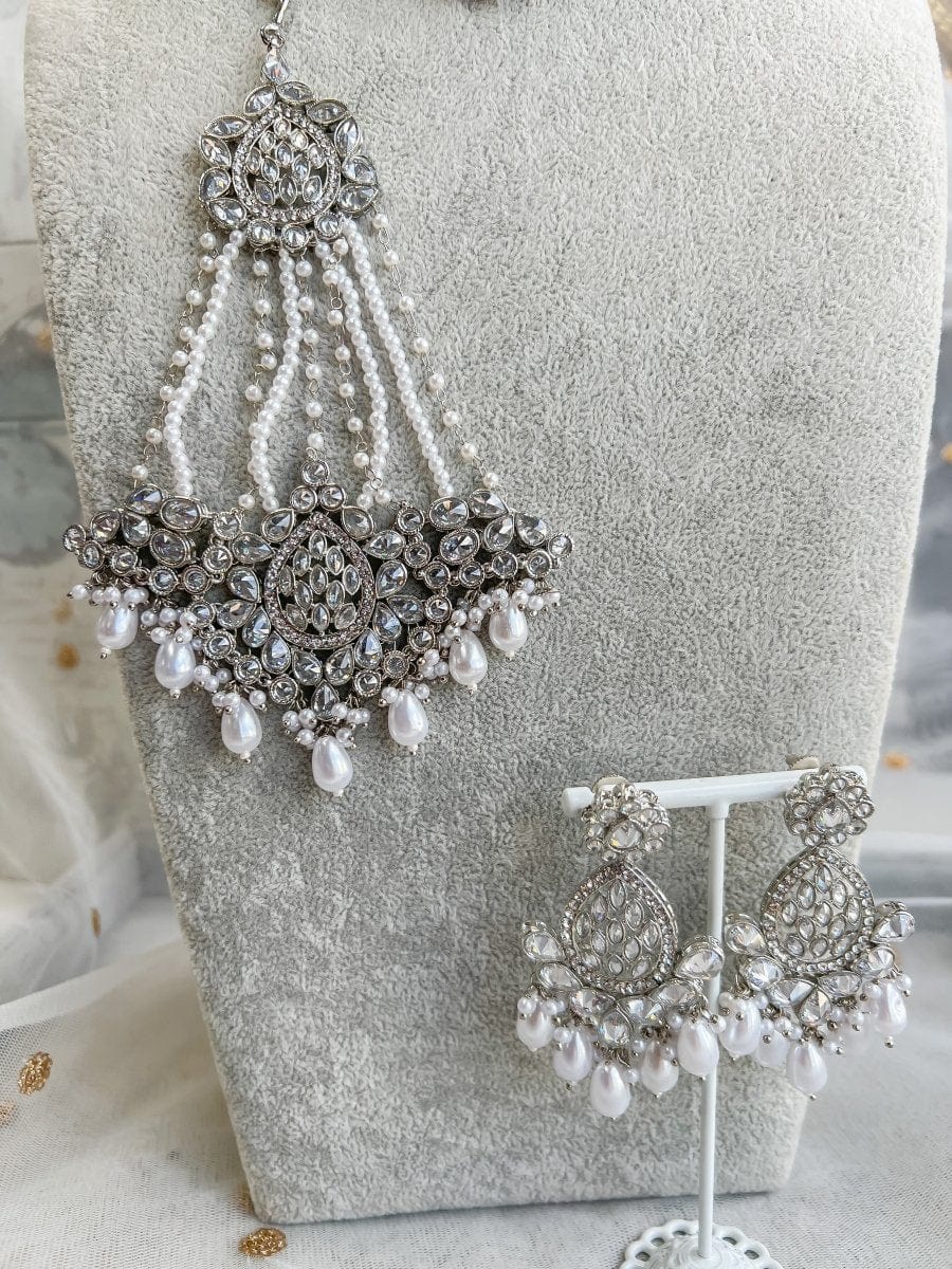 Bridal Jewellery Necklace Set Silver Colour Tahia Bridal Silver