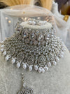 Tahia Bridal Double necklace set - Silver - SOKORA JEWELSTahia Bridal Double necklace set - Silver