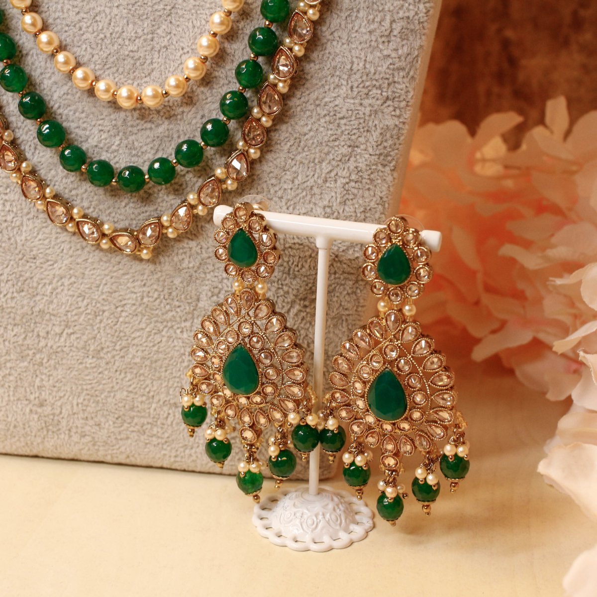 Tam Long Necklace set - Emerald - SOKORA JEWELSTam Long Necklace set - Emerald