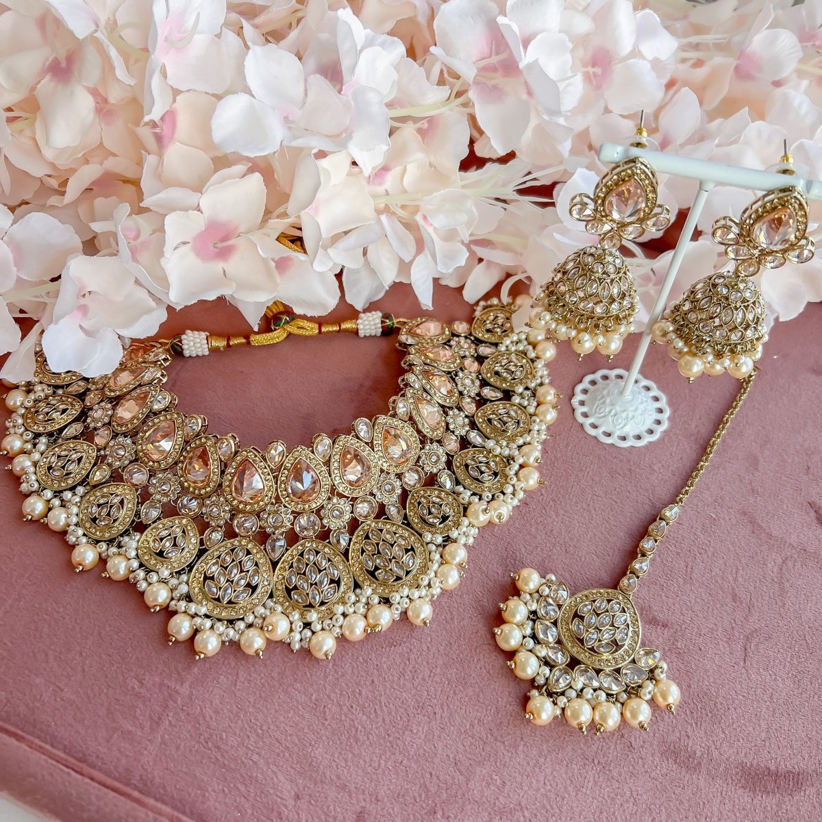 Bridal necklace and hot sale earring set