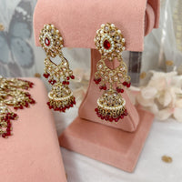 Tashruka Bridal Necklace set - Maroon - SOKORA JEWELSTashruka Bridal Necklace set - Maroon