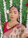 Tashruka Bridal Necklace set - Maroon - SOKORA JEWELSTashruka Bridal Necklace set - Maroon