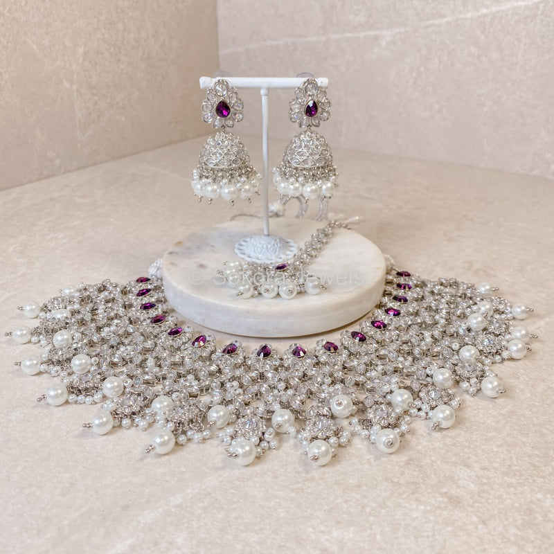 Tayyaba Necklace set - Purple - SOKORA JEWELSTayyaba Necklace set - Purple