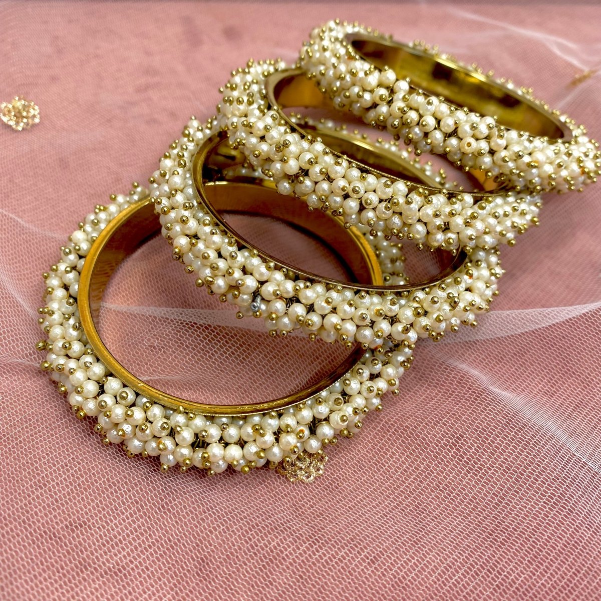 Thanjina Antique Gold Pearl Edge Bangles - SOKORA JEWELSThanjina Antique Gold Pearl Edge BanglesBANGLES
