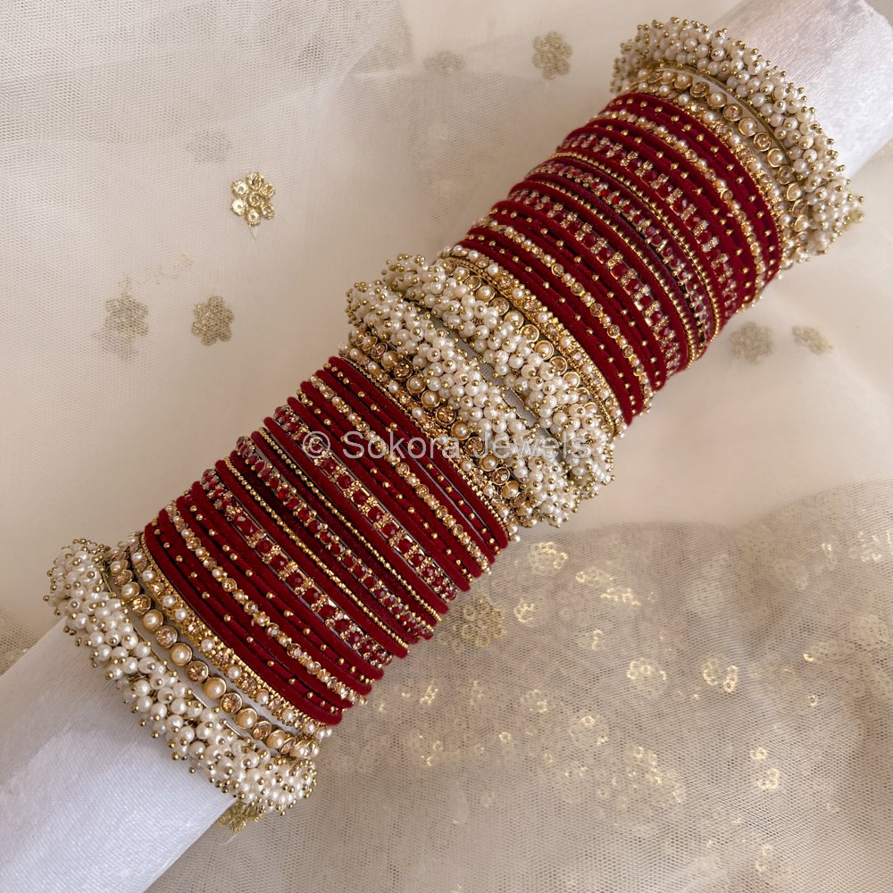 Maroon hot sale bangles set