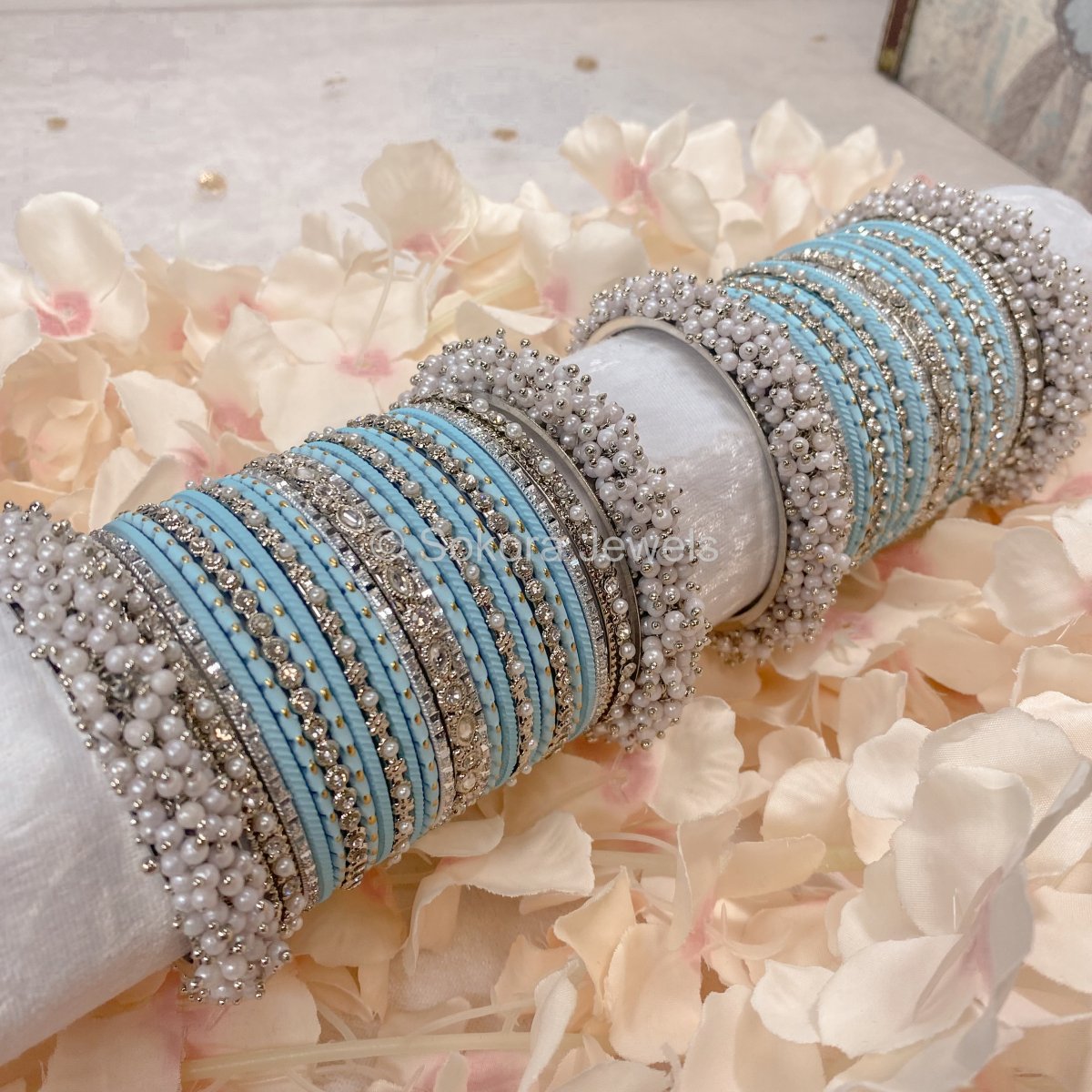 Silver and blue deals bangles