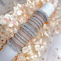 Thanjina Silver and Pink Bangle stack - SOKORA JEWELSThanjina Silver and Pink Bangle stackBANGLES