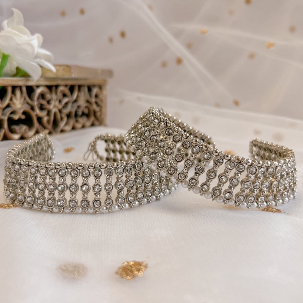 Thick Antique Silver and Pearl Anklets - SOKORA JEWELSThick Antique Silver and Pearl Anklets
