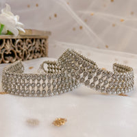 Thick Antique Silver and Pearl Anklets - SOKORA JEWELSThick Antique Silver and Pearl Anklets