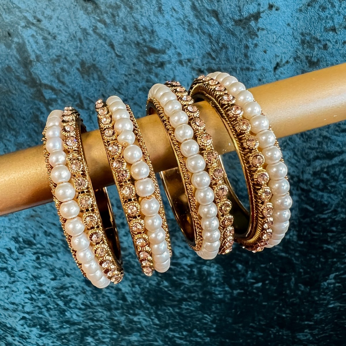Thick Pearl and Stone End bangles - SOKORA JEWELSThick Pearl and Stone End banglesBANGLES