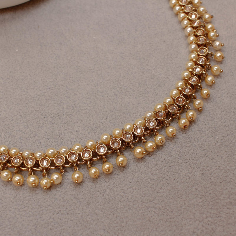 Thin Antique Gold Crystal Necklace - SOKORA JEWELSThin Antique Gold Crystal NecklaceChoker Sets