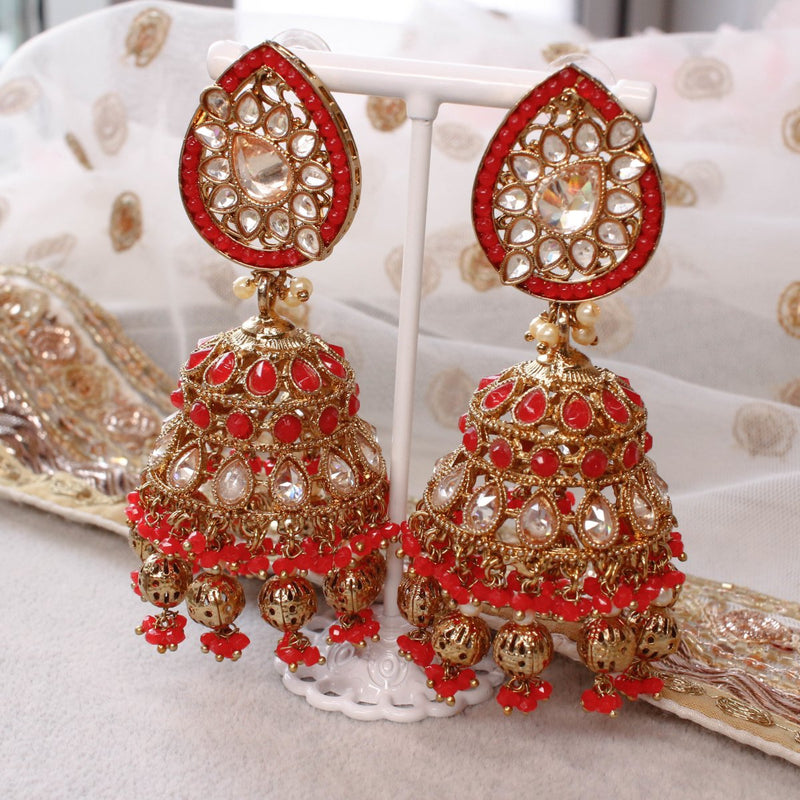 Thohura Large Antique Earrings - Red - SOKORA JEWELSThohura Large Antique Earrings - Red