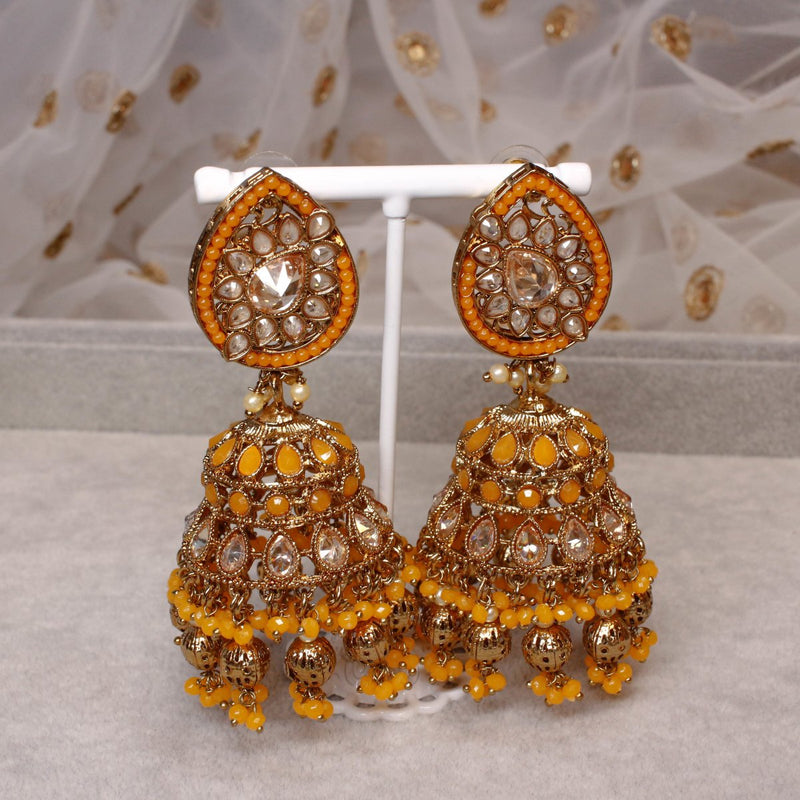 Thohura Large Antique Earrings - Yellow - SOKORA JEWELSThohura Large Antique Earrings - Yellow