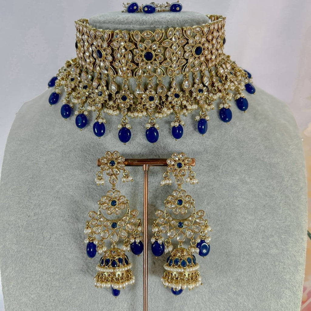 Tina Bridal Choker set - Navy – SOKORA JEWELS