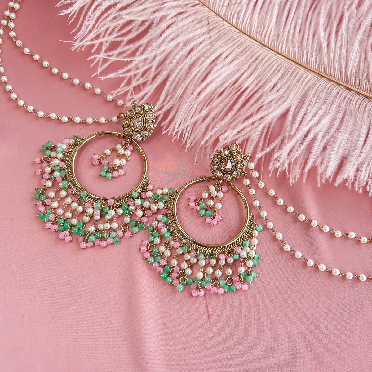 Uma Bali Earrings with Pearl chains - Pastels - SOKORA JEWELSUma Bali Earrings with Pearl chains - PastelsEARRINGS