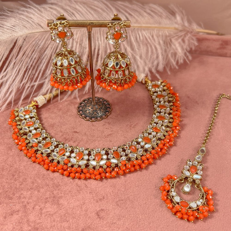 Vaali Mirrored Necklace set - Orange - SOKORA JEWELSVaali Mirrored Necklace set - OrangeNECKLACE SETS