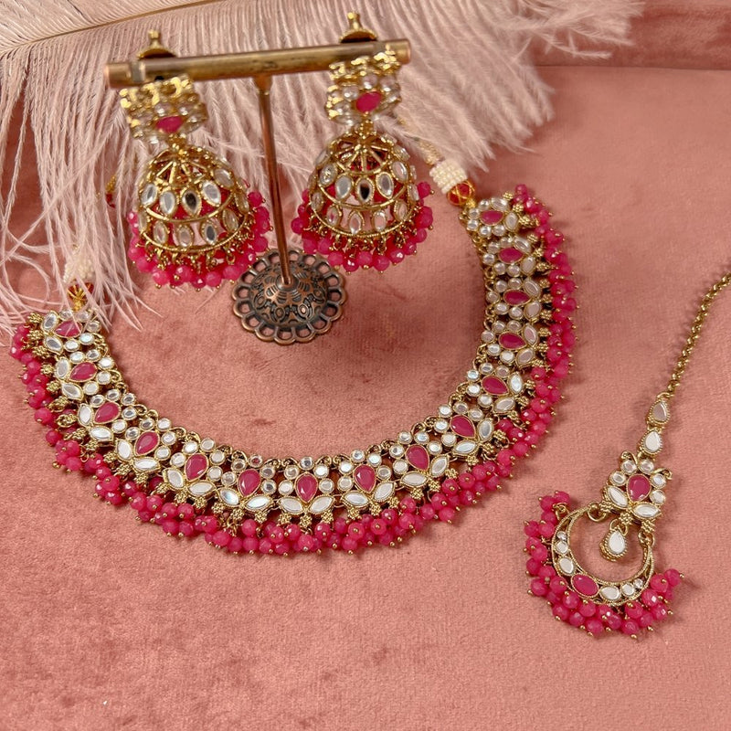 Vaali Mirrored Necklace set - Pink - SOKORA JEWELSVaali Mirrored Necklace set - PinkNECKLACE SETS
