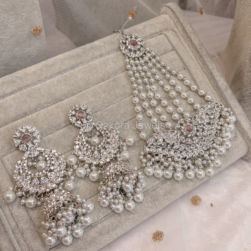 Yasmeen Bridal Necklace set - Dusty Pink - SOKORA JEWELSYasmeen Bridal Necklace set - Dusty Pink