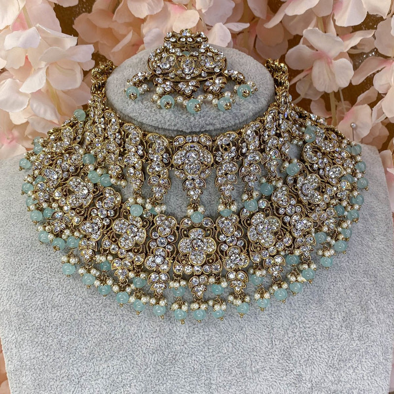 Yusra Bridal Double Necklace set - SOKORA JEWELSYusra Bridal Double Necklace set