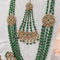 Yusra Bridal Double Necklace set - Green - SOKORA JEWELSYusra Bridal Double Necklace set - Green